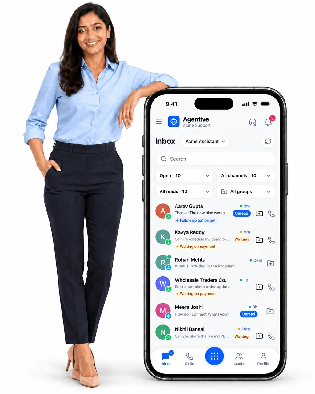 A business owner running their calls from the Agentive mobile app