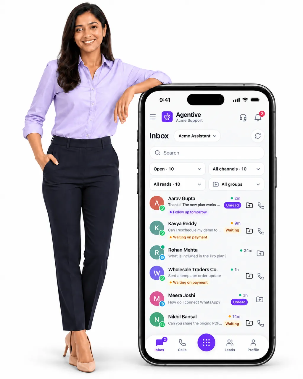 A business owner running their whole front office from the Agentive mobile app