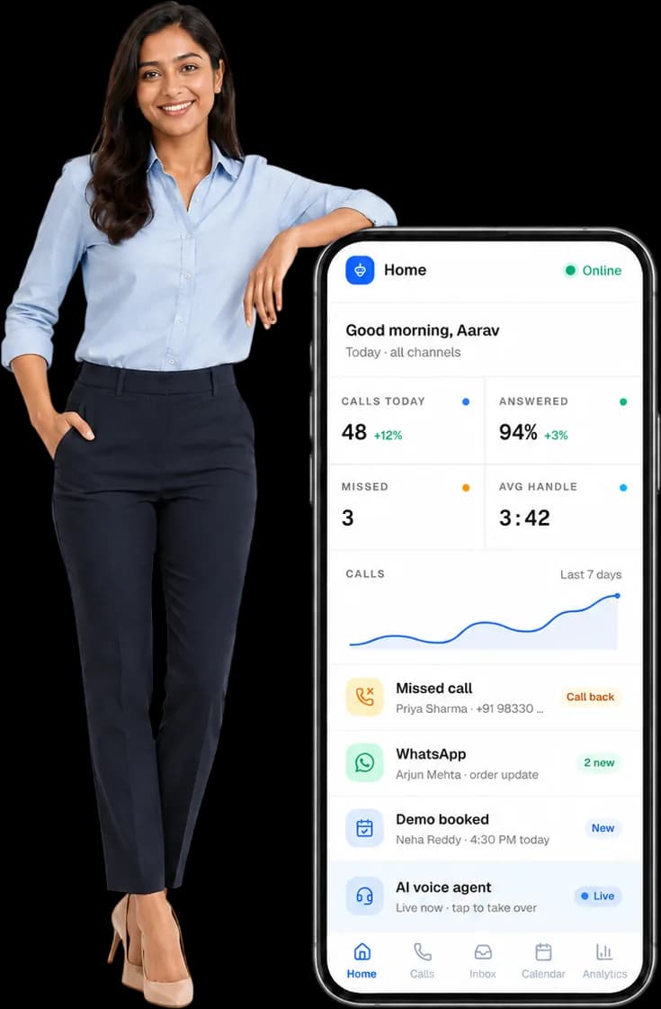 A business owner running their calls from the Agentive mobile app